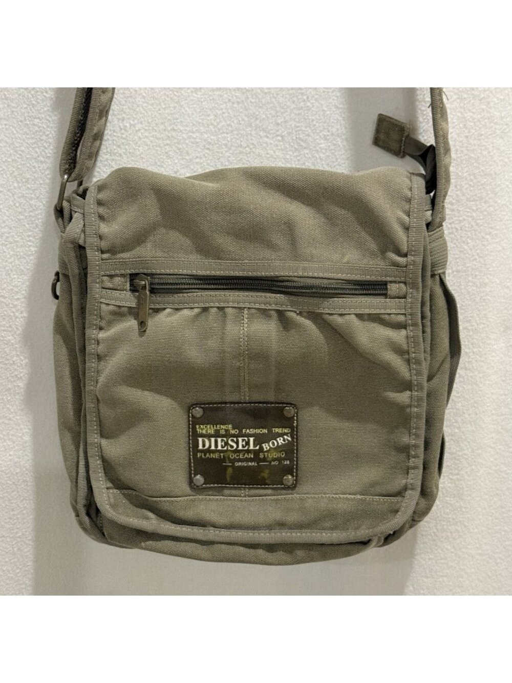 Diesel Canvas Military Crossbody Bag With Shoulder Strap Vintage 90's 10"x10"x4"